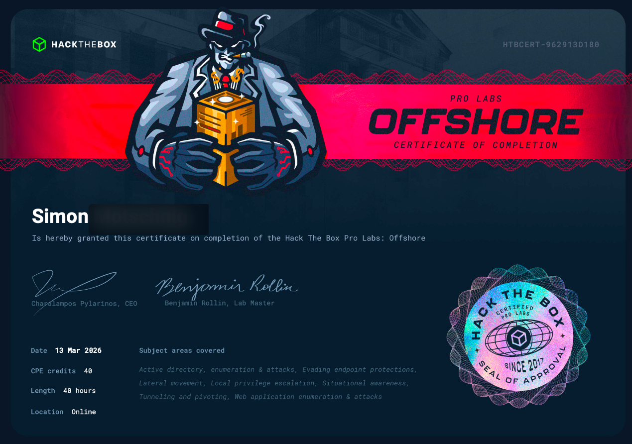 Offshore Certificate