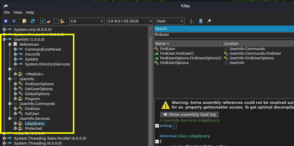 ILSpy Analyse von UserInfo.exe